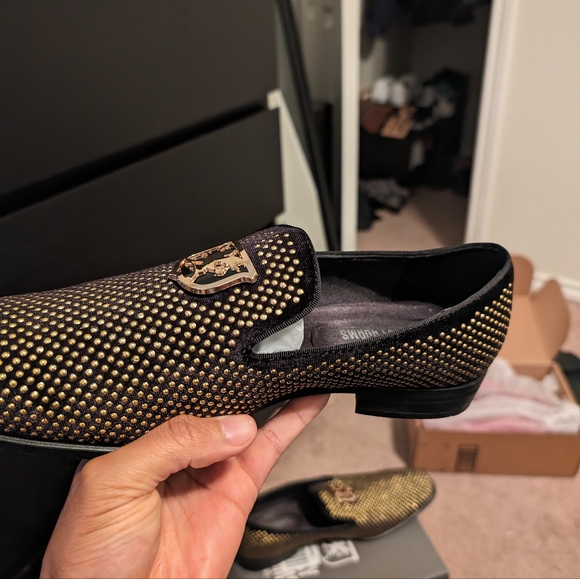 Black and gold Stacy Adams loafers - Picture 5 of 7